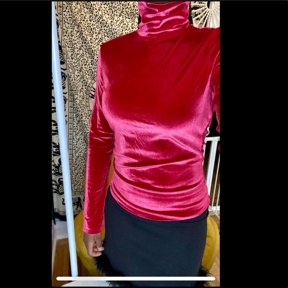 HOT PINK Turtleneck Blouse - Picture 3 of 6